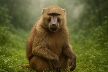 Obraz premium Terrestrial baboon primate