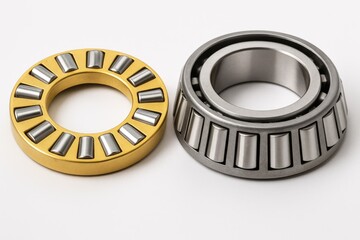 Detailed view of thrust and tapered roller bearing cages showcasing materials and design