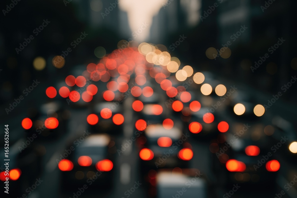 Poster fuzzy city traffic gridlock with abstract visuals
