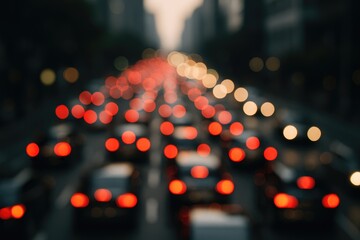 Fuzzy city traffic gridlock with abstract visuals