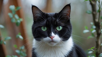 Gray and white kitty sporting light green eyes