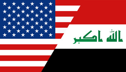 Naklejka premium Symbols of unity between the USA and Iraq in a flat design
