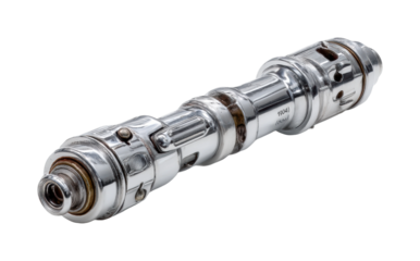 Industrial chrome valve component workshop product bright environment, isolated on transparent background, png