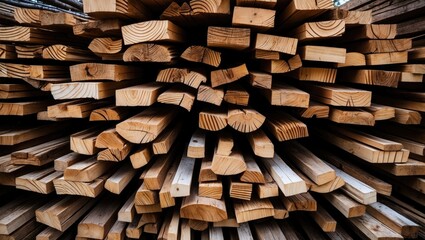 A heap of timber slices awaiting further processing at a woodworking plant