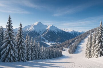 Obraz premium Majestic Winter Mountain Scenery at a Famous Ski Location