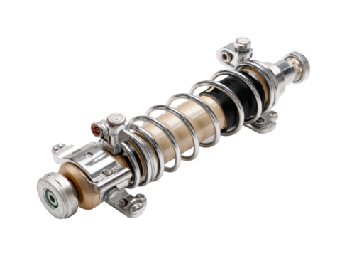 Exploring suspension systems for vehicles in automotive engineering context, isolated on transparent background, png