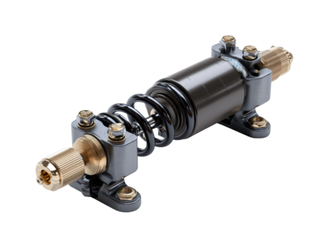 Hydraulic cylinder operation in industrial settings machinery engineering, isolated on transparent background, png