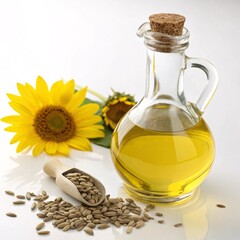Sunflower Oil Bottle Glass Carafe with Cork Stopper