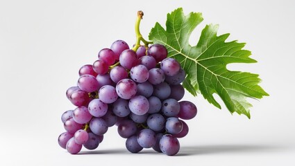 Fototapeta premium Close-up of purple grapes on a white background