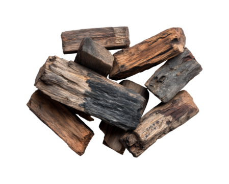Collecting firewood for camping adventure natural environment ground level, isolated on transparent background, png