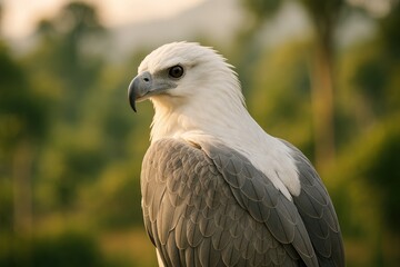 Obraz premium Portrait of a sea eagle with a white belly, gazing over its shoulder
