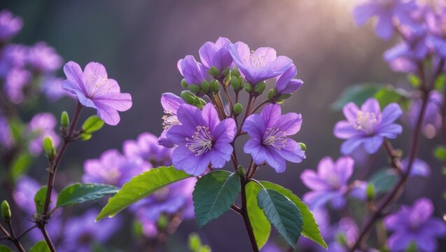 As dawn breaks, purple mimosa pudica flowers awaken alongside the universeâ€™s awakening