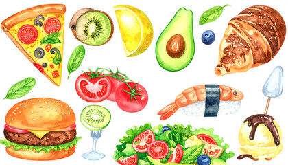 Watercolor Food Illustration: Delicious and Colorful.