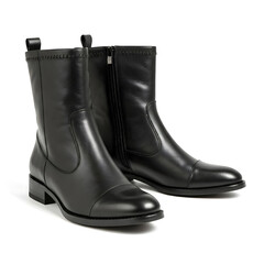 black leather boots