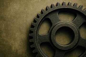 Partial shot of a large mechanical gear from a military infrastructure project