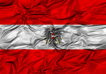 Austrian flag waving elegantly in the gentle breeze of a summer day
