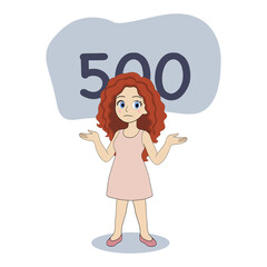 Cartoon girl with 500 internal server error code