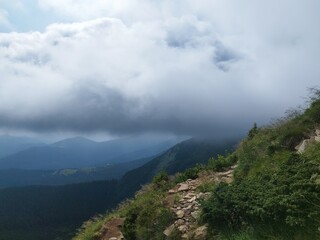 Mount Hoverla in Ukraine. Photo on the way to Mount Hoverla. Landscape of the Ukrainian mountains