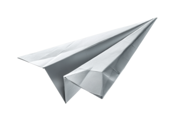Creative paper airplane design space minimalist, isolated on transparent background, png