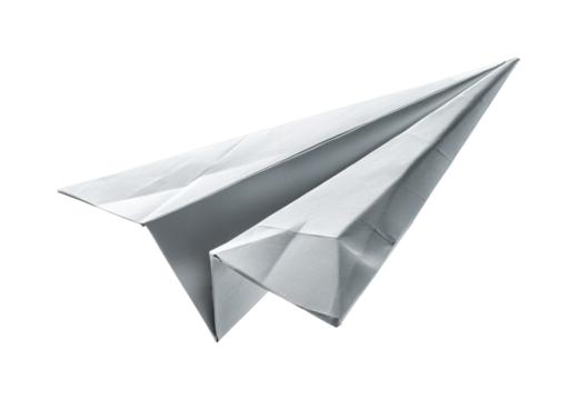 Creative paper airplane design space minimalist, isolated on transparent background, png
