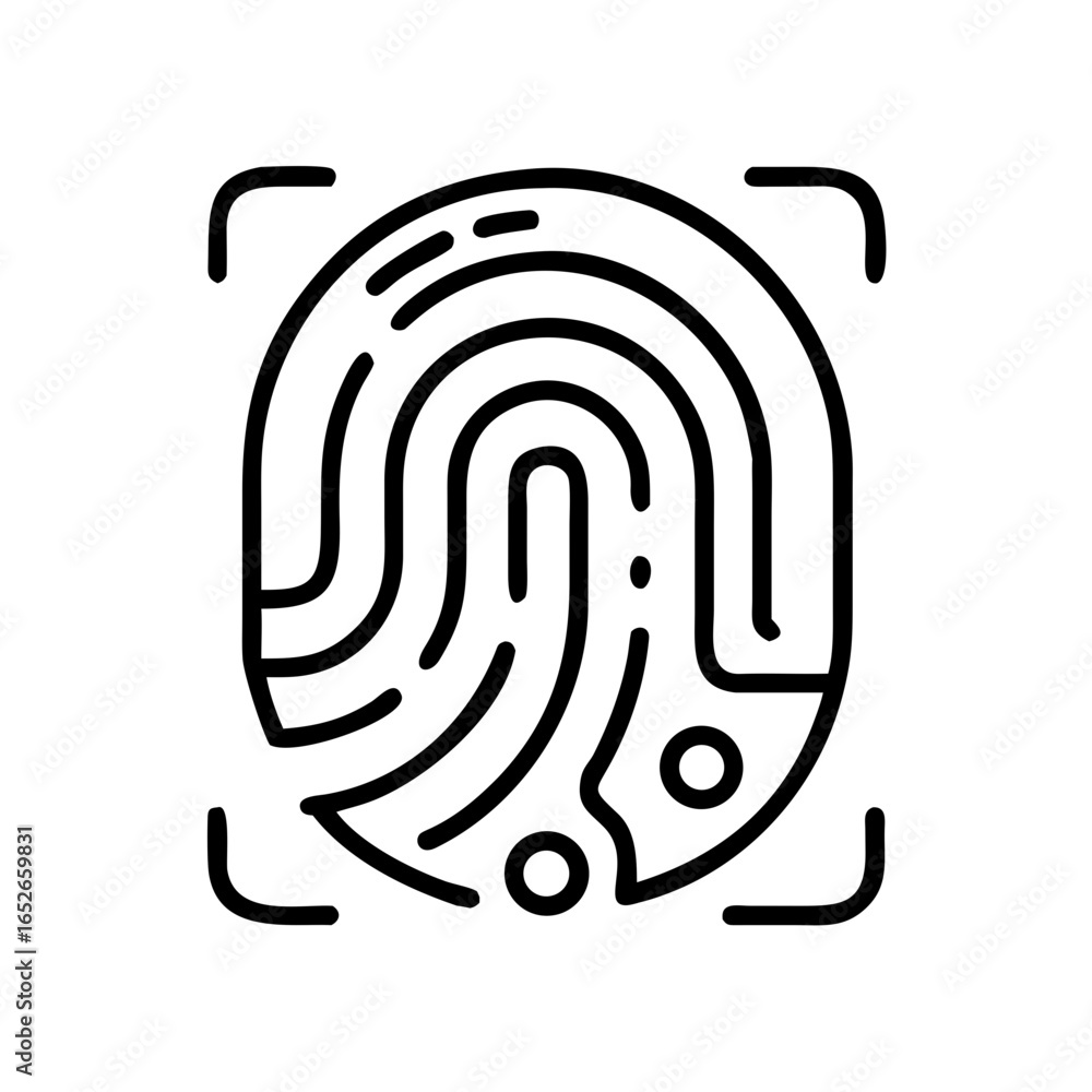 Poster fingerprint scan icon for security system and biometric identification concept. modern technology ve