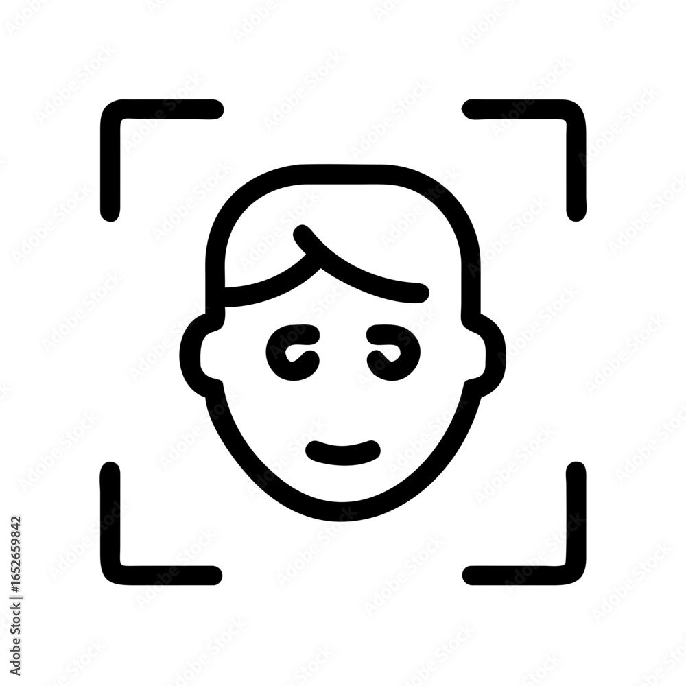 Poster male head with focus frame. modern technology face identification and recognition system. ai concept