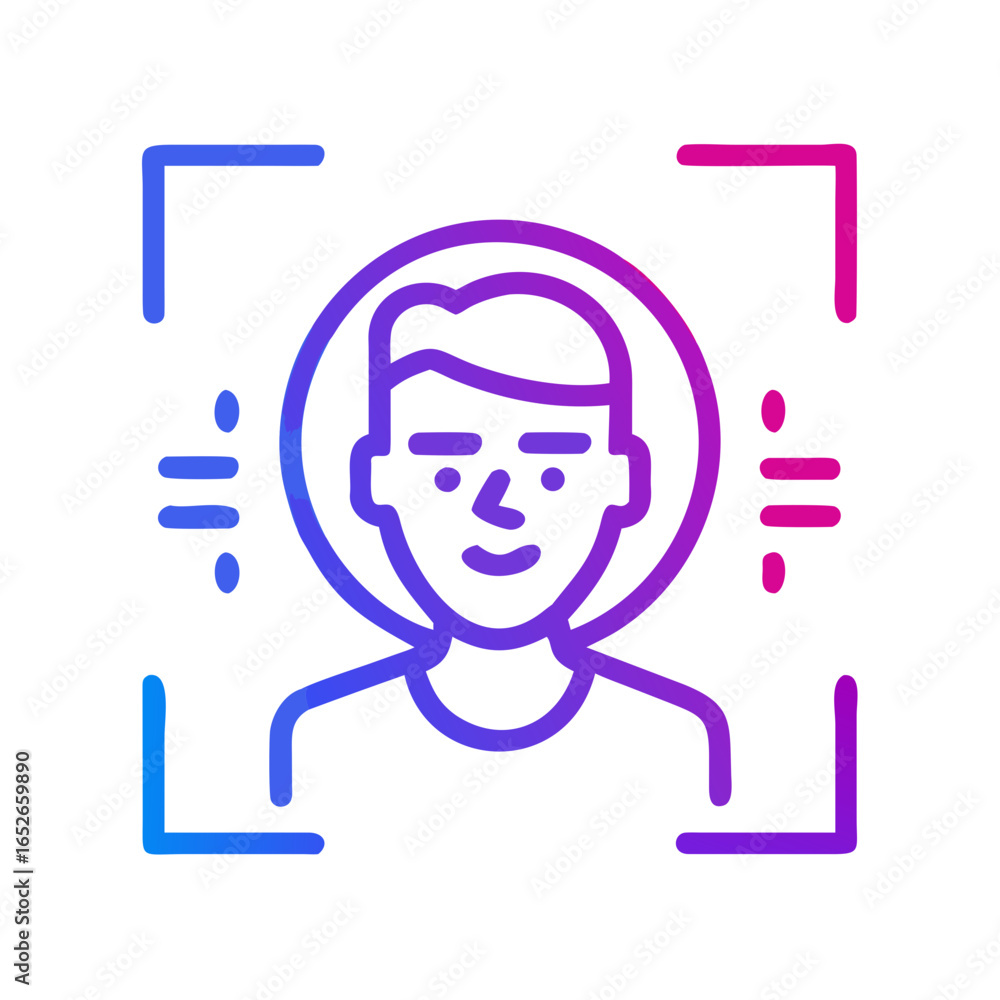 Aufkleber face recognition system digital icon with man face. biometric identification concept. modern technol