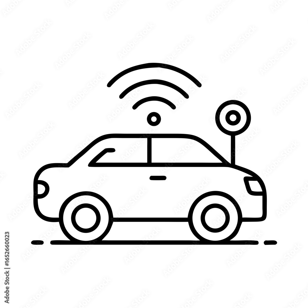 Aufkleber autonomous self-driving car with sensor and wireless signal. modern technology, ai and car artificia