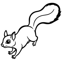Flying squirrel line art vector