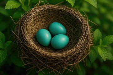 Obraz premium Nesting area for birds containing eggs