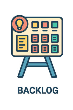 Visual representation of backlog project management with colorful icons business planning board backlog