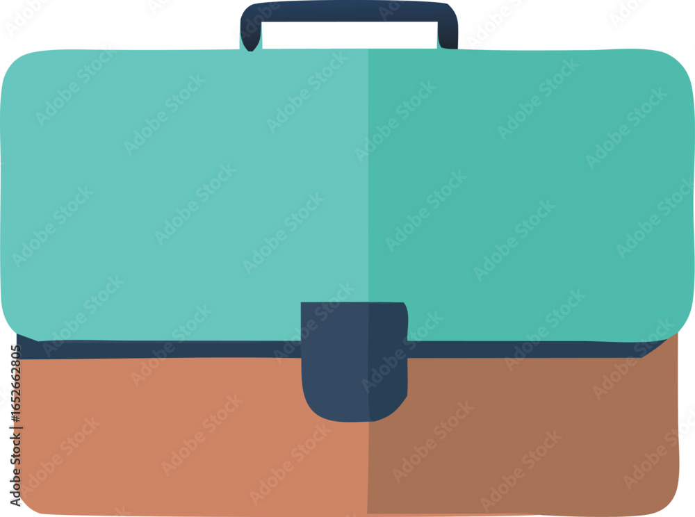 Poster modern flat design briefcase with teal and brown color scheme and textured surface