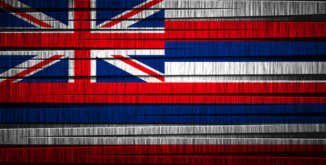 Hawaiian flag artwork with bold colors and textured patterns