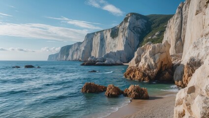 Rugged seaside cliffs overlooking the water