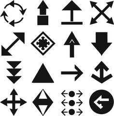 A vector icon set of black arrow symbols for web and business design