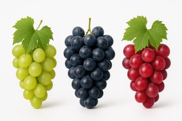 Row of vibrant fresh grapes set against a white backdrop