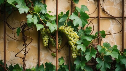 Wall decorated with a grapevine motif