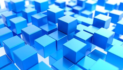 Obraz premium Abstract Composition of Shiny Blue Cubes