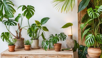 Exotic Golden Pothos foliage in a tropical setting