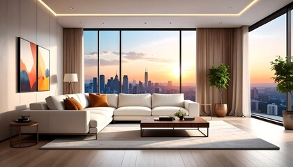 Modern living room with city view (1)