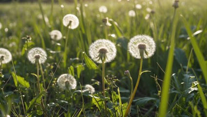 Flowers flourishing amid untamed grass in the wild