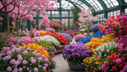 Fototapeta premium Exotic Flower Displays in an Indoor Garden