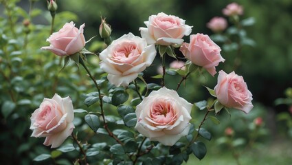 Roses in full blossom within the garden