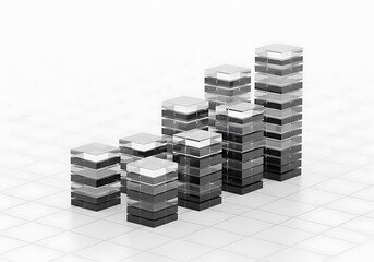 Stacked blocks representing financial growth and business development, isolated on white background