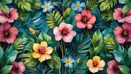 Fototapeta premium Exotic flower thriving in a lush jungle environment