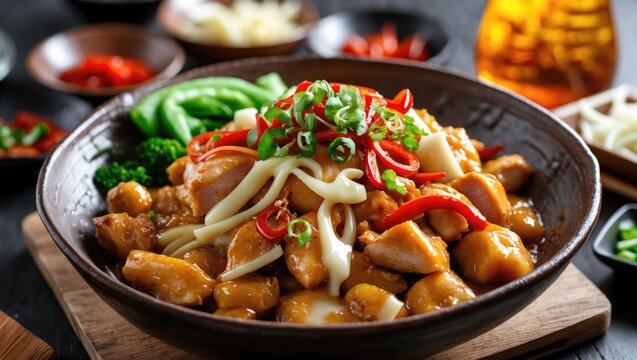 Cheese-Topped Dak Galbi Delight