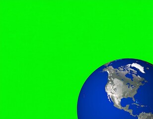 Fototapeta premium Earth globe against green screen background for chroma key compositing