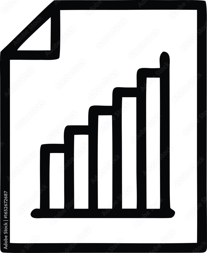Aufkleber hand drawn sketch of a document featuring a simple bar graph illustrating upward growth and progress
