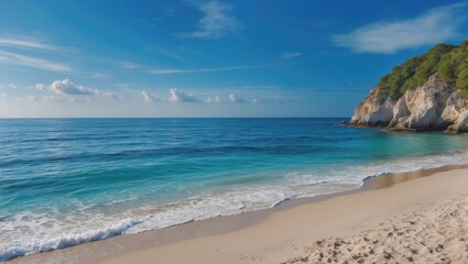 Obraz premium A stretch of land adjacent to the sea, often called a coastal zone, distinguished by specific traits.