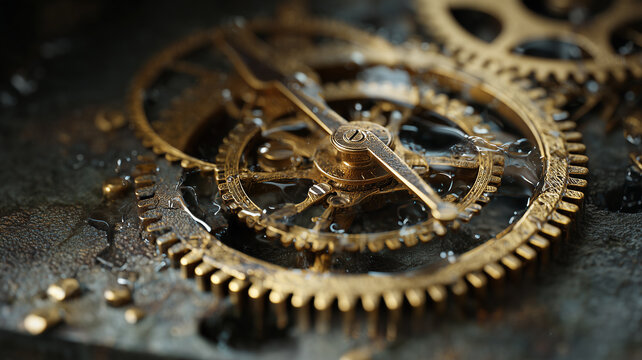 Antique clockwork gears intricate mechanism detail